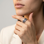 Women's Wide Blue Stone Ring
