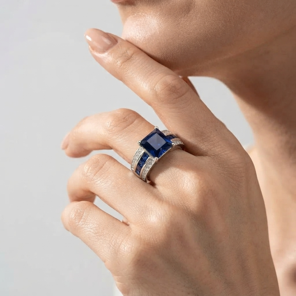 Women's Wide Crystal Ring