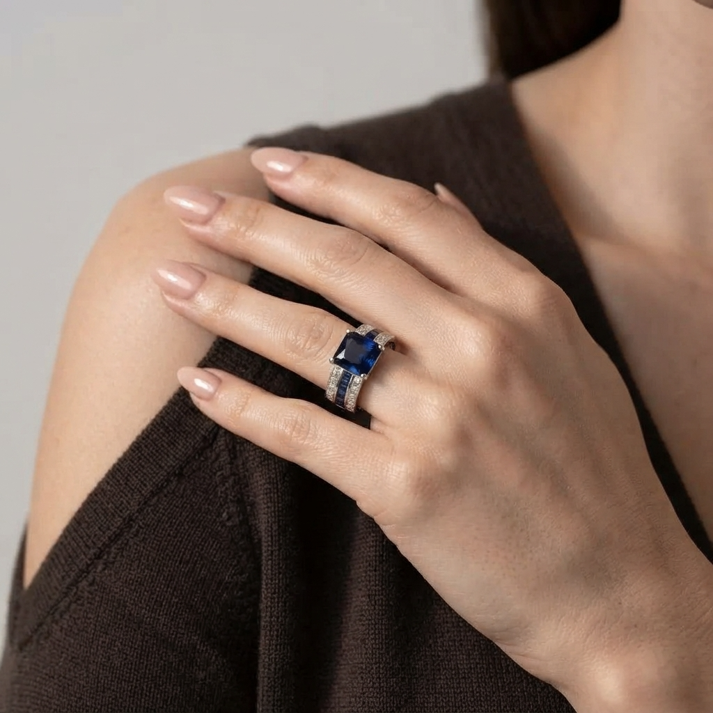 Women's Wide Crystal Ring