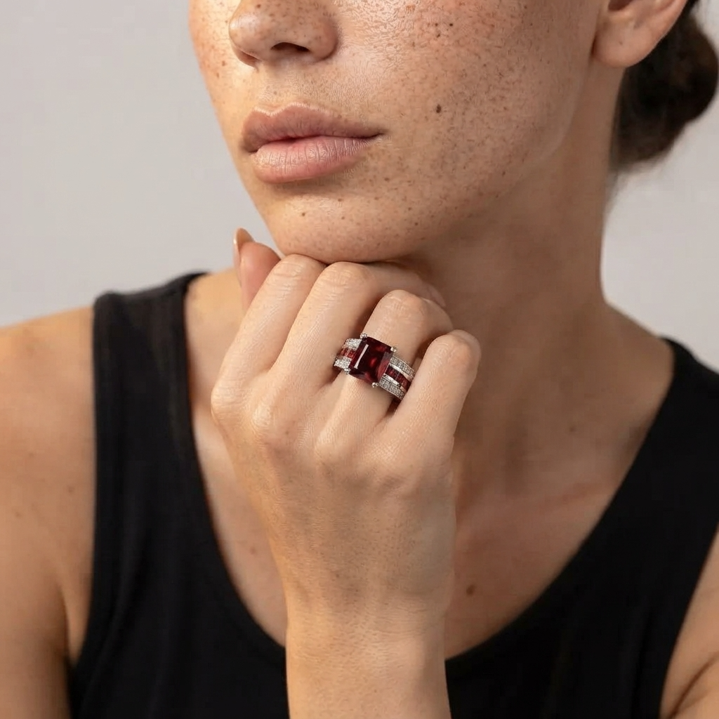 Women's Wide Crystal Ring
