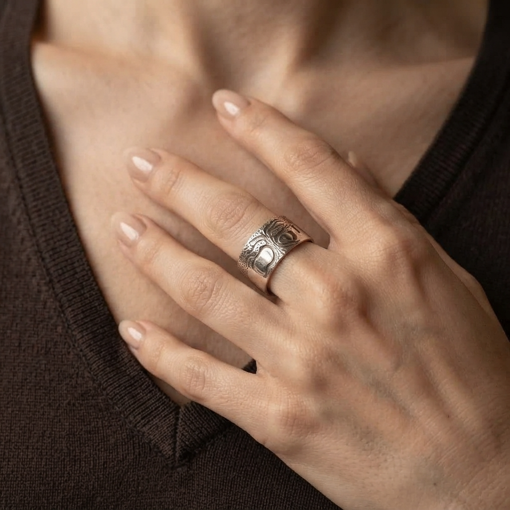 Women's Wide Engraved Ring