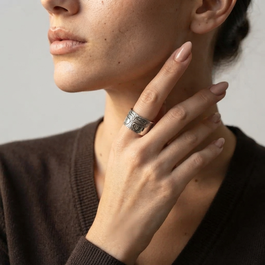 Women's Wide Engraved Ring