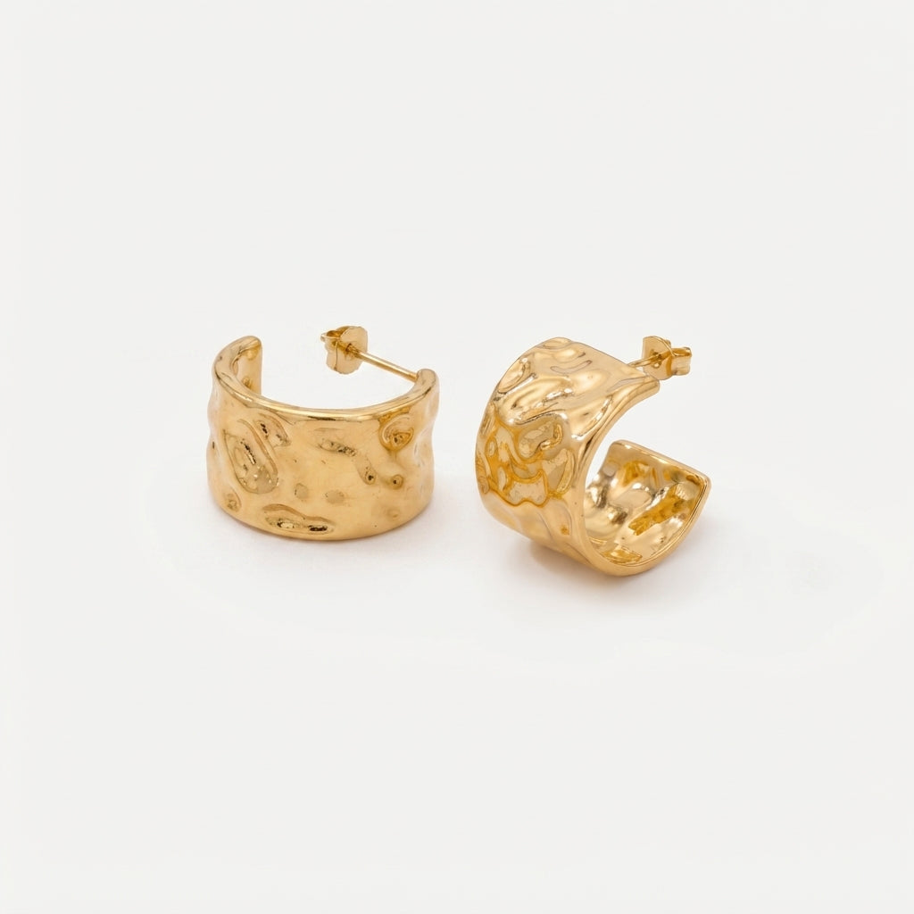 Women's Wide Hammered Earrings