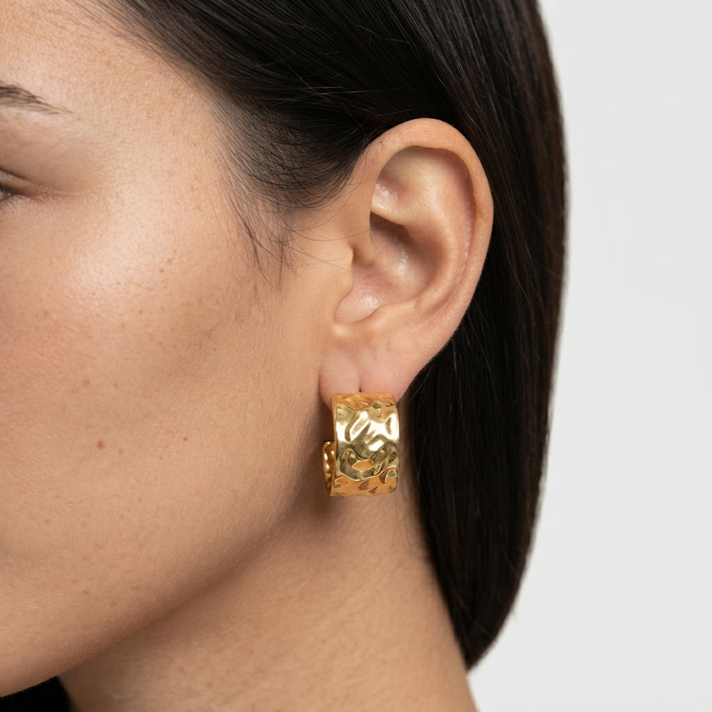 Women's Wide Hammered Earrings