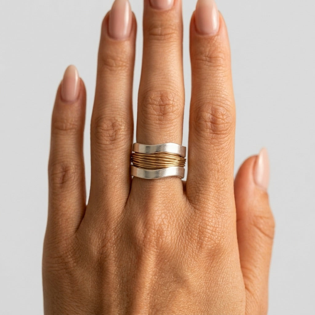 Women's Wide Two-Tone Ring
