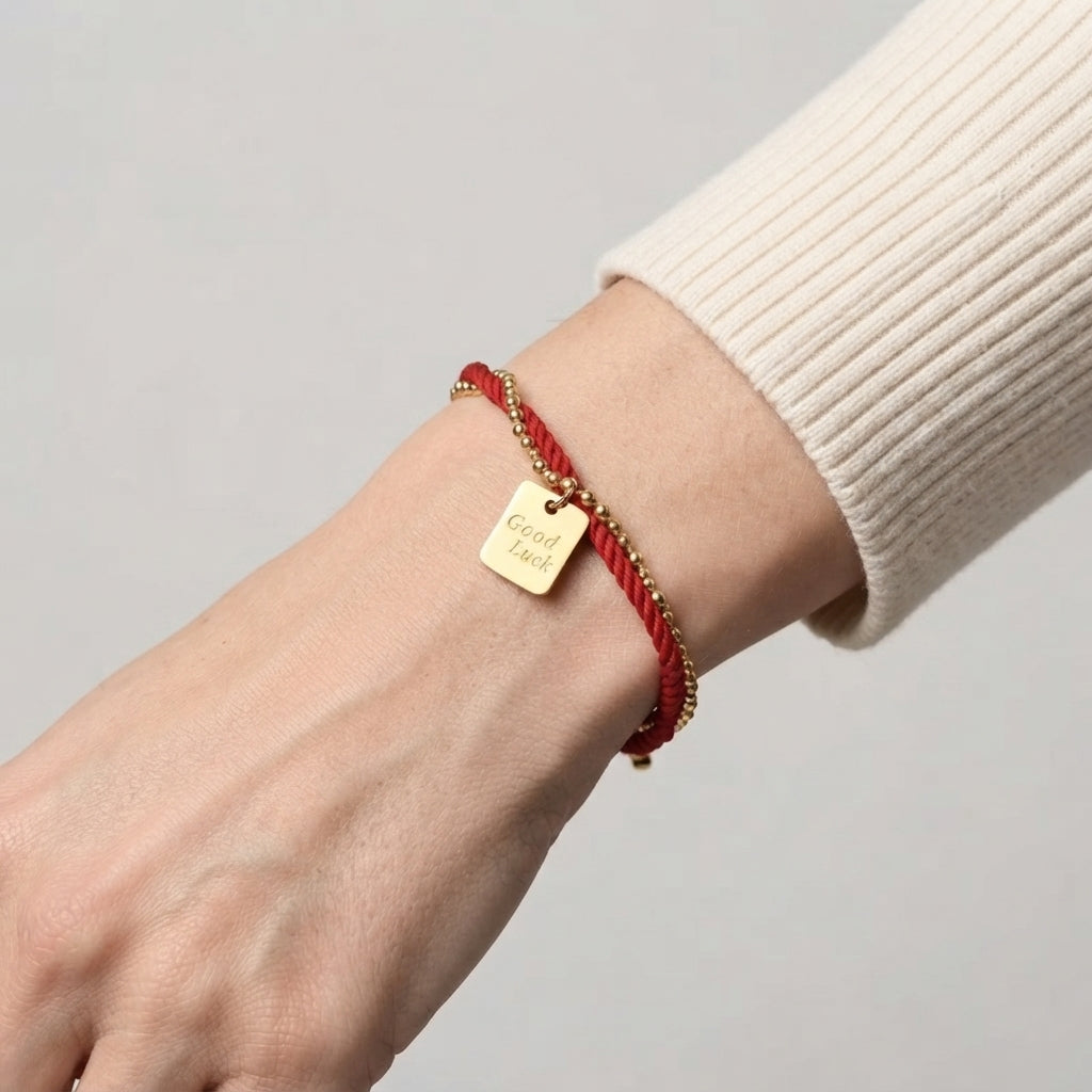 Women's Woven Cord Good Luck Charm Bracelet